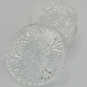 Anchor Hocking Clear Pressed Glass Coaster Set of 6